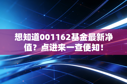 想知道001162基金最新净值？点进来一查便知！