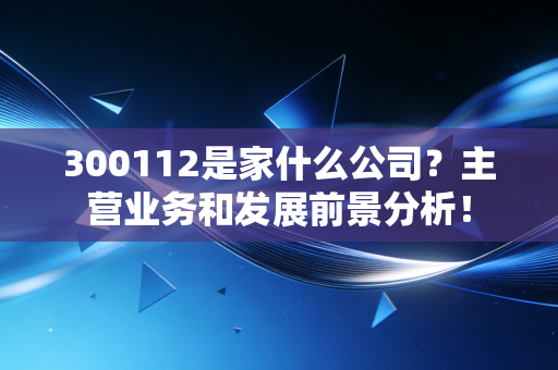 300112是家什么公司?主营业务和发展前景分析!