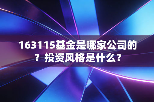 163115基金是哪家公司的?投资风格是什么?