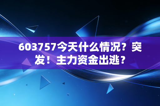 603757今天什么情况?突发!主力资金出逃?