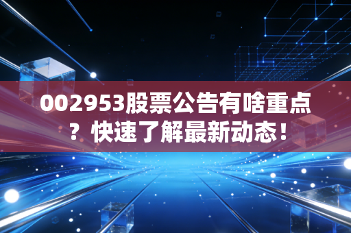 002953股票公告有啥重点？快速了解最新动态！