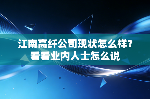 江南高纤公司现状怎么样?看看业内人士怎么说