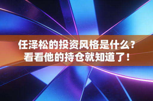 任泽松的投资风格是什么?看看他的持仓就知道了!