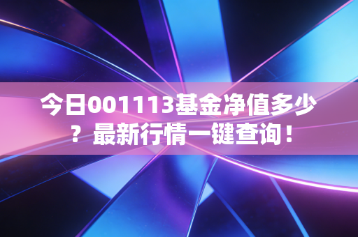今日001113基金净值多少?最新行情一键查询!