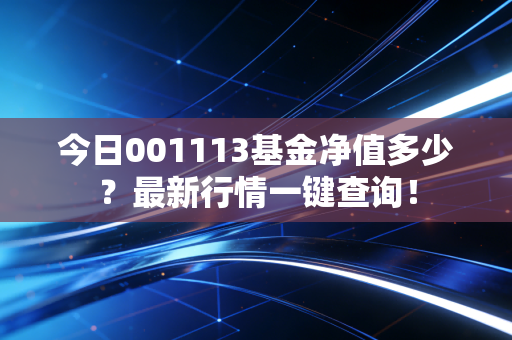 今日001113基金净值多少?最新行情一键查询!