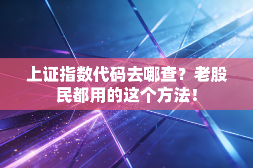 上证指数代码去哪查?老股民都用的这个方法!