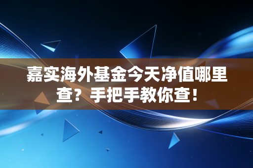 嘉实海外基金今天净值哪里查?手把手教你查!
