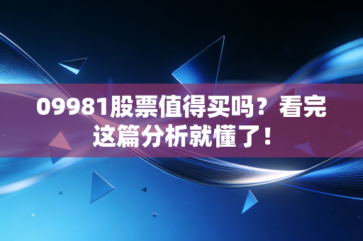 09981股票值得买吗？看完这篇分析就懂了！