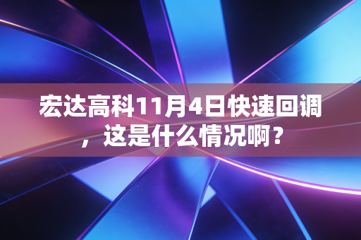 宏达高科11月4日快速回调，这是什么情况啊？