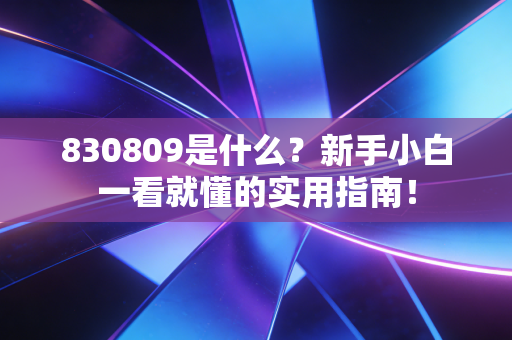 830809是什么？新手小白一看就懂的实用指南！