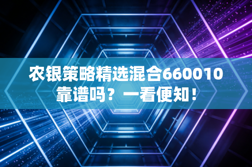 农银策略精选混合660010靠谱吗？一看便知！