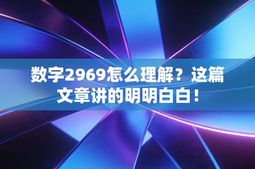 数字2969怎么理解?这篇文章讲的明明白白!
