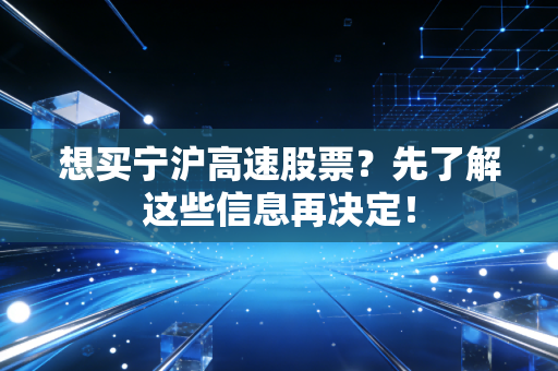 想买宁沪高速股票?先了解这些信息再决定!