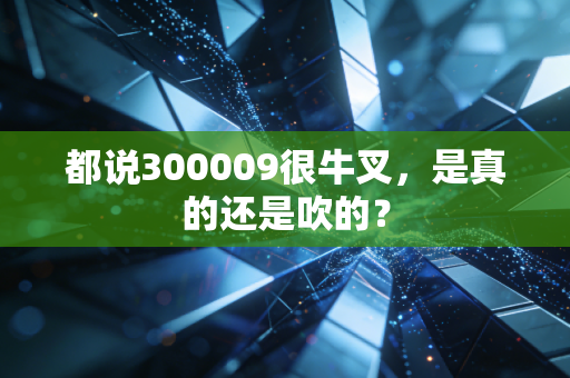 都说300009很牛叉,是真的还是吹的?