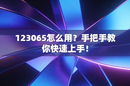 123065怎么用?手把手教你快速上手!