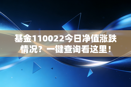 基金110022今日净值涨跌情况？一键查询看这里！