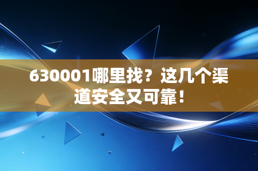 630001哪里找？这几个渠道安全又可靠！