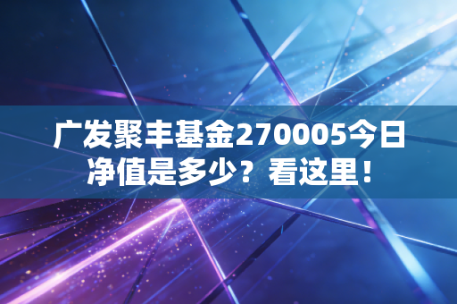 广发聚丰基金270005今日净值是多少?看这里!