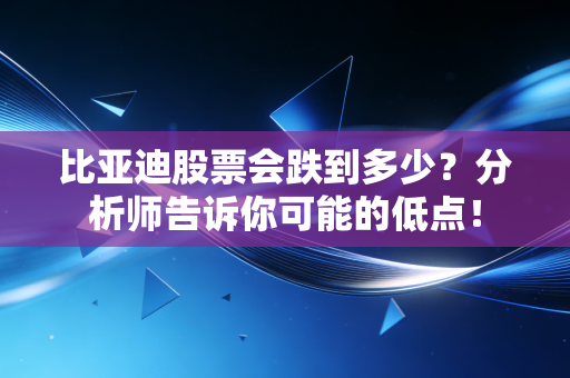 比亚迪股票会跌到多少?分析师告诉你可能的低点!