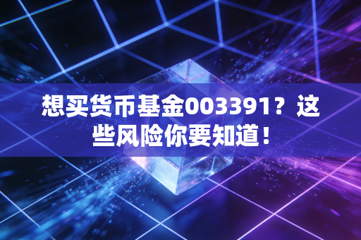 想买货币基金003391?这些风险你要知道!