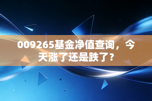 009265基金净值查询,今天涨了还是跌了?