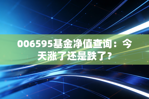 006595基金净值查询:今天涨了还是跌了?