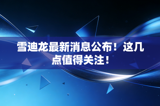雪迪龙最新消息公布！这几点值得关注！