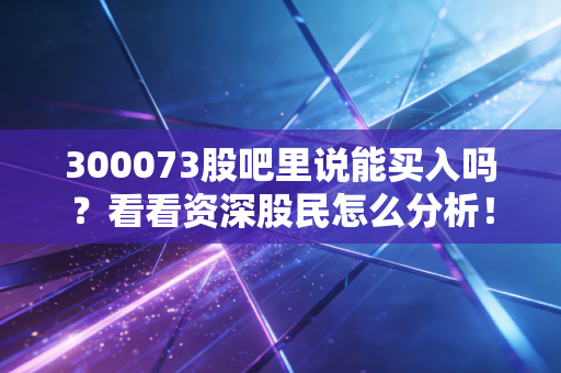 300073股吧里说能买入吗?看看资深股民怎么分析!