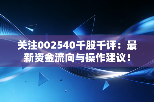 关注002540千股千评：最新资金流向与操作建议！