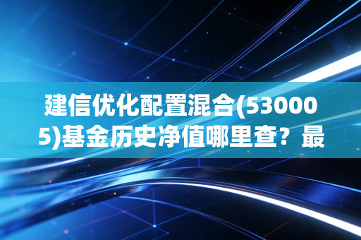 建信优化配置混合(530005)基金历史净值哪里查?最新数据看这里!