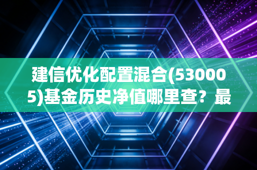 建信优化配置混合(530005)基金历史净值哪里查?最新数据看这里!