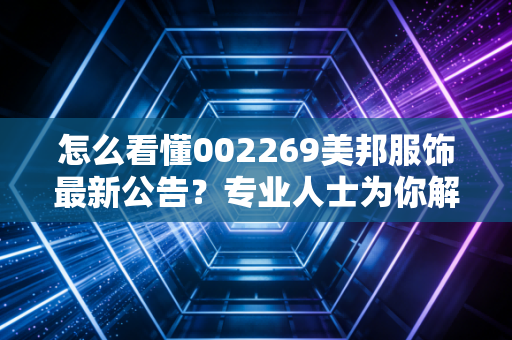 怎么看懂002269美邦服饰最新公告？专业人士为你解读！