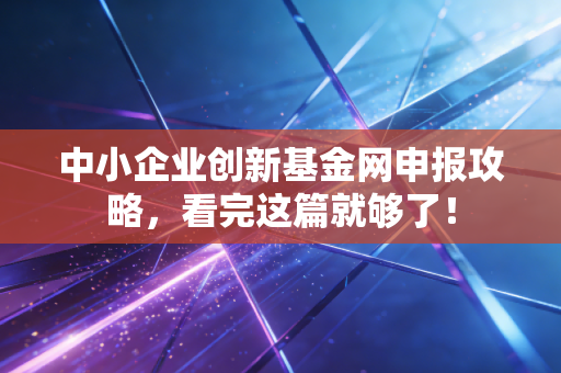 中小企业创新基金网申报攻略,看完这篇就够了!