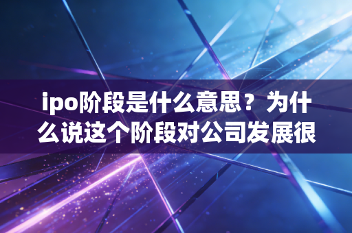 ipo阶段是什么意思？为什么说这个阶段对公司发展很重要？