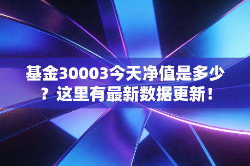 基金30003今天净值是多少?这里有最新数据更新!