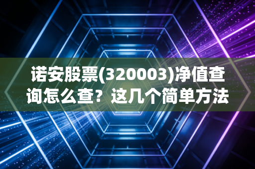 诺安股票(320003)净值查询怎么查?这几个简单方法一学就会。