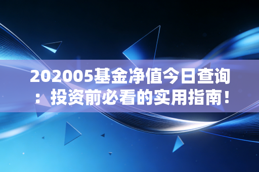 202005基金净值今日查询：投资前必看的实用指南！