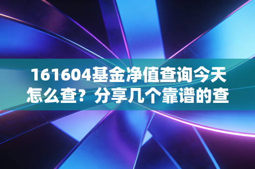 161604基金净值查询今天怎么查？分享几个靠谱的查询方法！