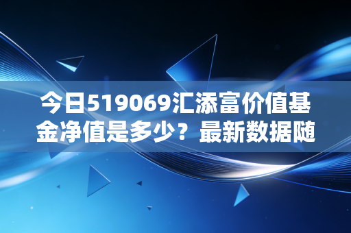 今日519069汇添富价值基金净值是多少?最新数据随时掌握。