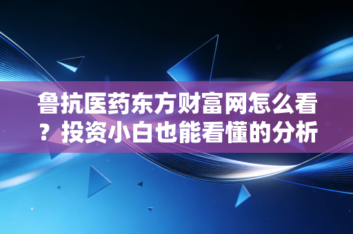 鲁抗医药东方财富网怎么看?投资小白也能看懂的分析!