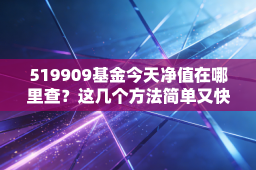 519909基金今天净值在哪里查？这几个方法简单又快捷！