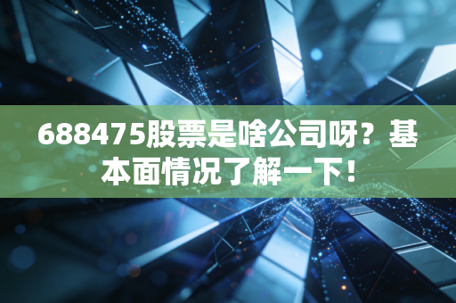 688475股票是啥公司呀?基本面情况了解一下!