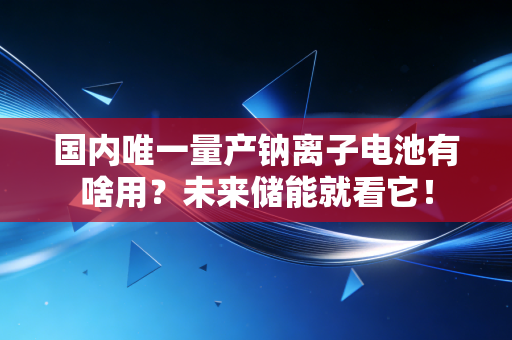 国内唯一量产钠离子电池有啥用?未来储能就看它!