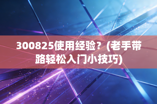 300825使用经验？(老手带路轻松入门小技巧)