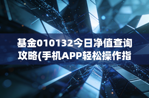 基金010132今日净值查询攻略(手机APP轻松操作指南)