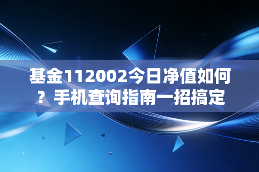 基金112002今日净值如何？手机查询指南一招搞定