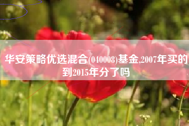 华安策略优选混合(040008)基金,2007年买的到2015年分了吗