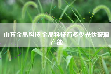 山东金晶科技,金晶科技有多少光伏玻璃产能