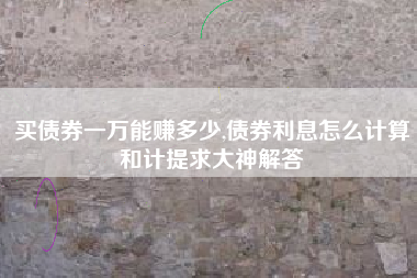 买债券一万能赚多少,债券利息怎么计算和计提求大神解答