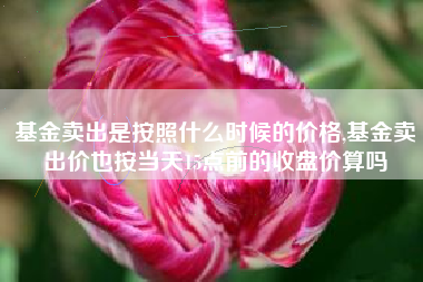 基金卖出是按照什么时候的价格,基金卖出价也按当天15点前的收盘价算吗